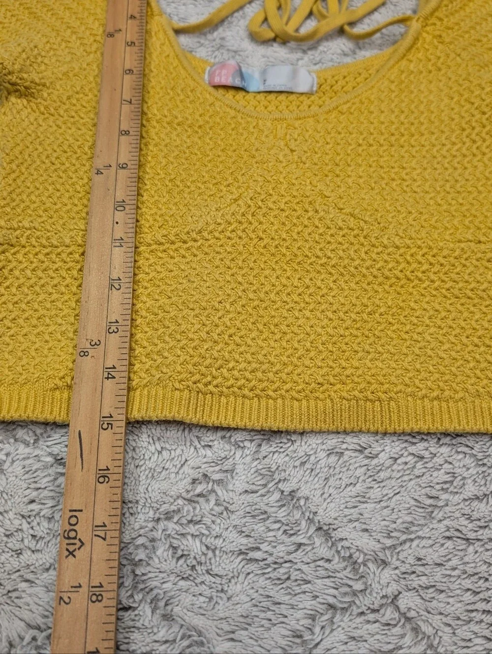 Free People Sweater Womens S Yellow Beach Coastal Layer Crop Knit Festival